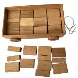 Vintage Wooden Toy Wagon with Building Blocks Vintage Wooden Toy Wagon with Building Blocks