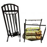 Fireplace Tool Set with Log Rack with 5 Pine Mountain Firelogs Bundle Fireplace Tool Set with Log Rack with 5 Pine Mountain Firelogs Bundle