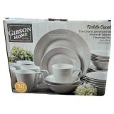 Gibson Home Noble Court 30 Piece Ceramic Dinnerware Set is a white, round dinnerware set for six people, Brand New Gibson Home Noble Court 30 Piece Ceramic Dinnerware Set is a white, round dinnerware set for six people, Brand New