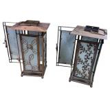Lanterns (2) Lantern Candleholder by PartyLite - Bronze Color Metal Lantern with Wire Flowers and Leaves Lanterns (2) Lantern Candleholder by PartyLite - Bronze Color Metal Lantern with Wire Flowers and Leaves