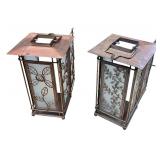 Lanterns (2) Lantern Candleholder by PartyLite - Bronze Color Metal Lantern with Wire Flowers and Leaves Lanterns (2) Lantern Candleholder by PartyLite - Bronze Color Metal Lantern with Wire Flowers and Leaves