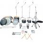 Pearl Vision VSX 5-Piece Fusion Drum Set, Strata Blue Chromie with Extras, No Cymbals or Stool