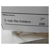 150 Office Depot 3 Tab File Folders...