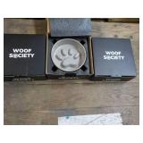 3 Woof Society Dog Bowls 6" Diamete...