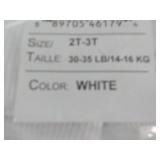 6 pair size 2T-3T White Triple Roll...
