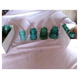 13 Vintage Blue Glass Insulators 13 Vintage Blue Glass Insulators