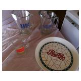 Pepsi Tray, Glass Beer Pitchers & Mug Pepsi Tray, Glass Beer Pitchers & Mug