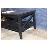Black Coffee Table with Shelf and Minor Edge Damage