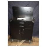 Black Rolling Metal Tool Cabinet with Drawers and Pegboard Back 32in x 16in x 52in