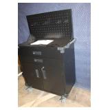 Black Rolling Metal Tool Cabinet with Drawers and Pegboard Back 32in x 16in x 52in