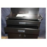 Black Rolling Metal Tool Cabinet with Drawers and Pegboard Back 32in x 16in x 52in