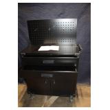 Black Rolling Metal Tool Cabinet with Drawers and Pegboard Back 32in x 16in x 52in