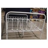 White Metal Full Size Bed Frame with Headboard and Footboard