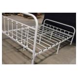 White Metal Full Size Bed Frame with Headboard and Footboard