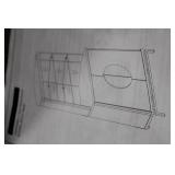 Modern Gray Bar Cabinet with Glass Shelves and Wine Storage