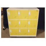 Metal 9-Door Locker Cabinet with Yellow Doors