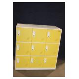 Metal 9-Door Locker Cabinet with Yellow Doors