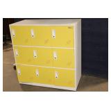 Medstor 9-Door Metal Locker Cabinet with Yellow Doors, 37in x 36in x 18in