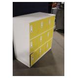 Medstor 9-Door Metal Locker Cabinet with Yellow Doors, 37in x 36in x 18in
