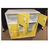 Medstor 9-Door Metal Locker Cabinet with Yellow Doors, 37in x 36in x 18in