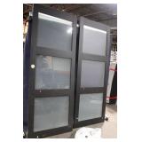 Pair of 32-Inch Wide Black Frosted Glass Sliding Doors with Hardware