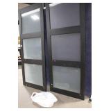 Pair of 32-Inch Wide Black Frosted Glass Sliding Doors with Hardware