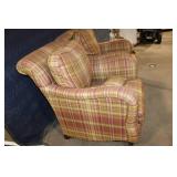 Pair of Plaid Upholstered Armchairs with Cushions