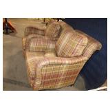 Pair of Plaid Upholstered Armchairs with Cushions