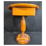 Wooden Pedestal Side Checkered Table with Drawers, 22x20x20 Inches