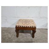 Pair of Vintage Wooden Footstools - Upholstered and Painted Wood Pair of Vintage Wooden Footstools - Upholstered and Painted Wood