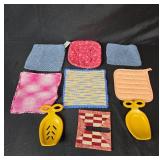Collection of Kitchen Towels, Potholders, and Utensils Collection of Kitchen Towels, Potholders, and Utensils