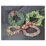 Set of 4 Decorative Wreaths with Faux Flowers and Greenery Set of 4 Decorative Wreaths with Faux Flowers and Greenery