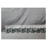 Set of 8 Green Stem Glass Goblets with Floral Serving Tray Set of 8 Green Stem Glass Goblets with Floral Serving Tray