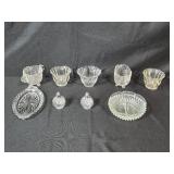 Assorted Vintage Pressed Glass Bowls, Cups, and Shakers Collection Assorted Vintage Pressed Glass Bowls, Cups, and Shakers Collection