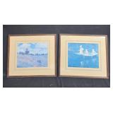 Set of 3 Framed Art Prints and Advertisement Including Monet Scenes and Pillsbury Health Bran Ad Set of 3 Framed Art Prints and Advertisement Including Monet Scenes and Pillsbury Health Bran Ad
