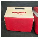 Igloo Playmate and Rubbermaid Red Vintage Coolers Set Igloo Playmate and Rubbermaid Red Vintage Coolers Set