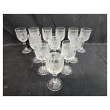 Set of Vintage "Iris" Depression Glass Floral Patterned Wine Glasses Set of Vintage "Iris" Depression Glass Floral Patterned Wine Glasses