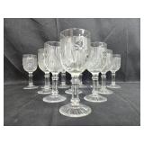 Set of Vintage "Iris" Depression Glass Floral Patterned Wine Glasses Set of Vintage "Iris" Depression Glass Floral Patterned Wine Glasses