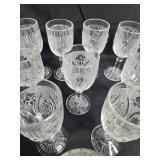 Set of Vintage "Iris" Depression Glass Floral Patterned Wine Glasses Set of Vintage "Iris" Depression Glass Floral Patterned Wine Glasses