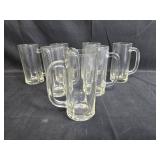 Set of Clear Glass Beer Mugs with Handles