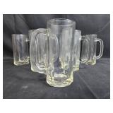 Set of Clear Glass Beer Mugs with Handles