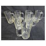 Set of Clear Glass Beer Mugs with Handles