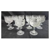 Set of Vintage "Iris" Depression Glass Wine Goblets with Floral Pattern