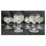 Set of Vintage "Iris" Depression Glass Wine Goblets with Floral Pattern