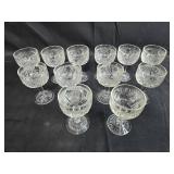 Set of Vintage "Iris" Depression Glass Wine Goblets with Floral Pattern