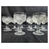 Set of Vintage "Iris" Depression Glass Wine Goblets with Floral Pattern