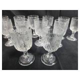 Set of Vintage "Iris" Depression Glass Goblets with Floral Pattern