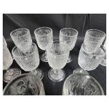Set of Vintage "Iris" Depression Glass Goblets with Floral Pattern