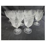 Set of Vintage Etched Depression Glass Goblets with Floral Motif - "Iris"