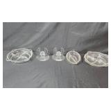 VTG Set of Imperial Glass Divided Relish Dishes and Candle Holders